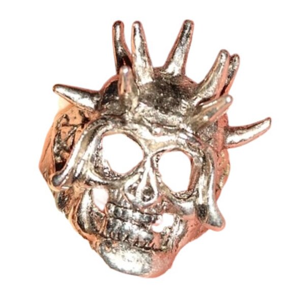 Spiked Silver Heavy Metal Skull Ring Unisex Mens Gothic Badass Biker Spikes 10.5 - Picture 1 of 14